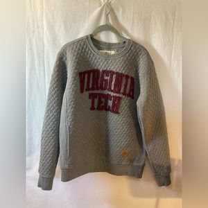 Three Square, Virginia Tech Hokies, Heather Charcoal Quilted Pullover, Size M
